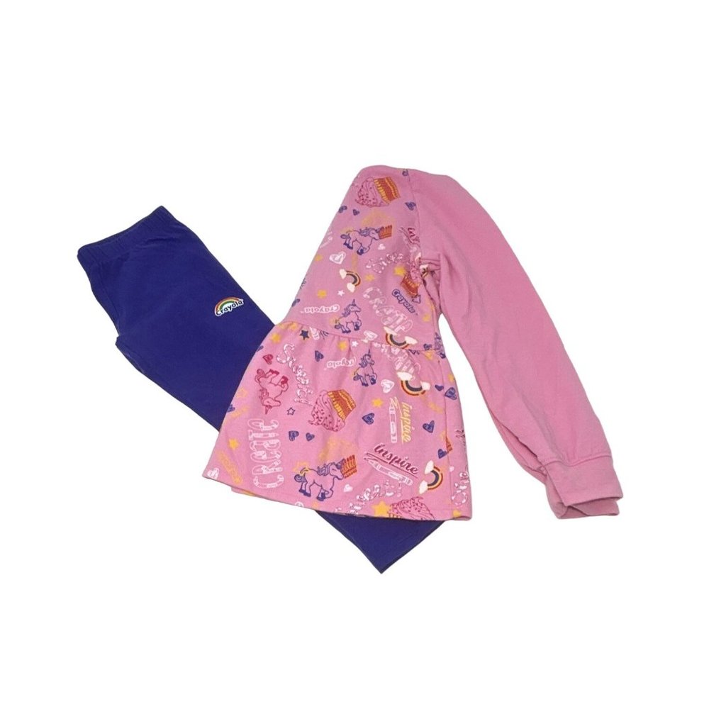 Girl's Clothes - Pink & Purple Crayola Dress &‎ Purple Crayola Leggings - Size 6